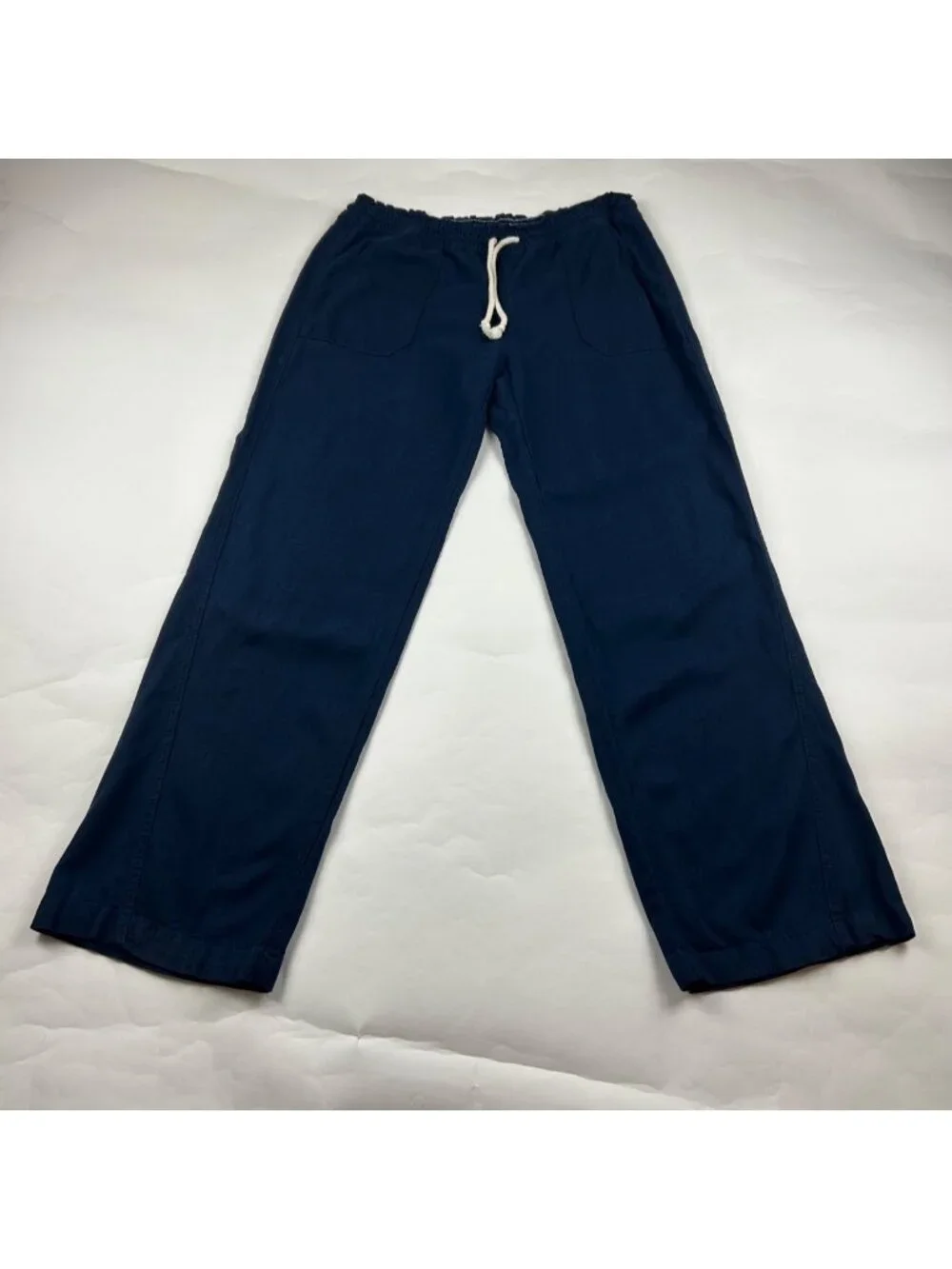 Cali 1850 Navy Blue Linen Blend Relaxed Leg Pant L - Picture 1 of 7